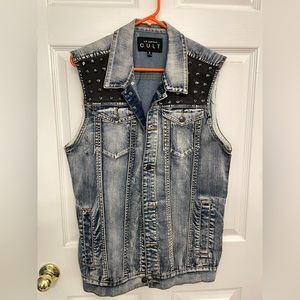 Cult Denim Vest Battle Vest Spikes Size Small